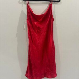 vintage red cowl satin dress